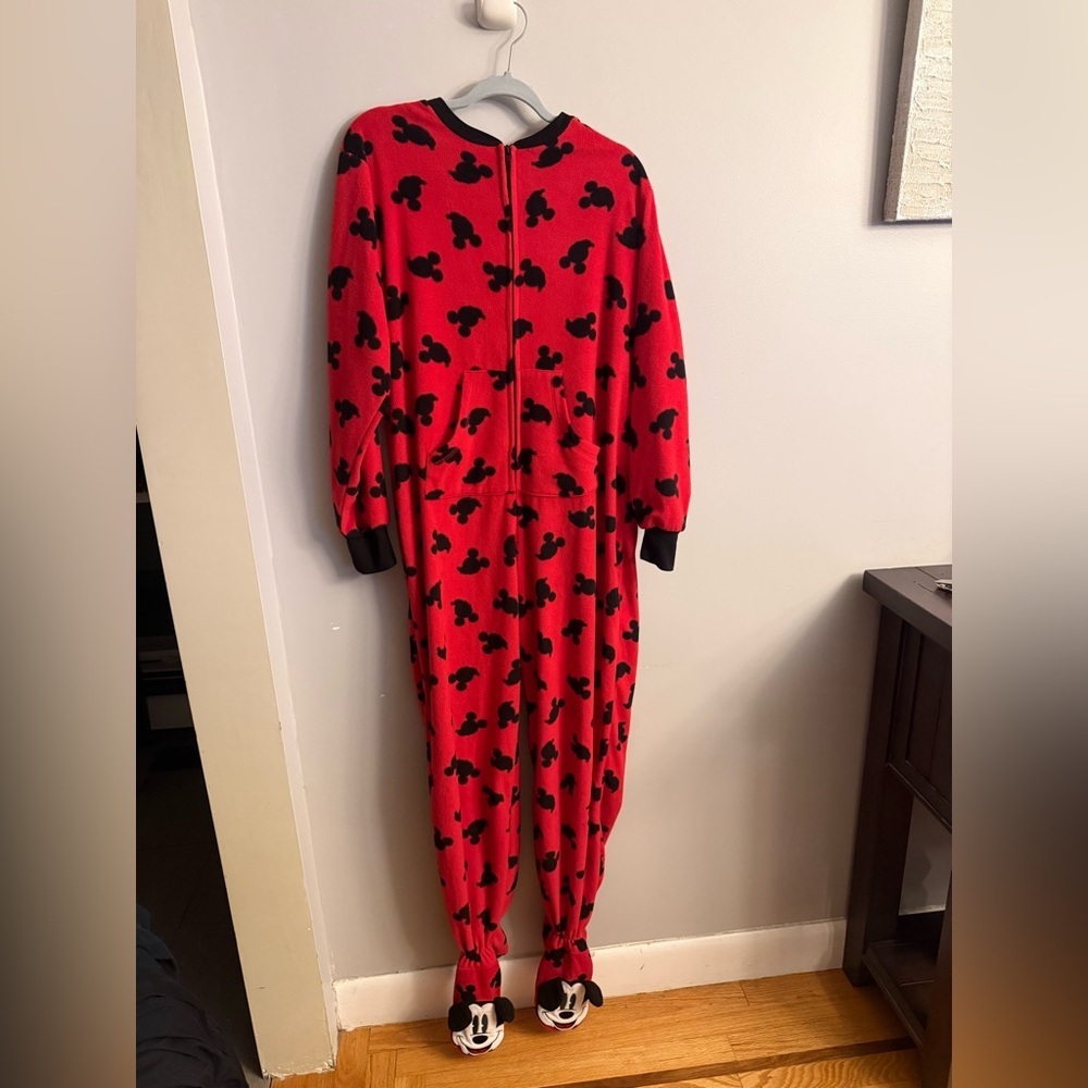 Disney Mickey Mouse Fleece Footed Pajama Onesie Women’s Large 12-14